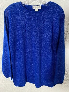 Metallic Sapphire Crewneck Sweater American made CARLY BLAKE SIZE medium